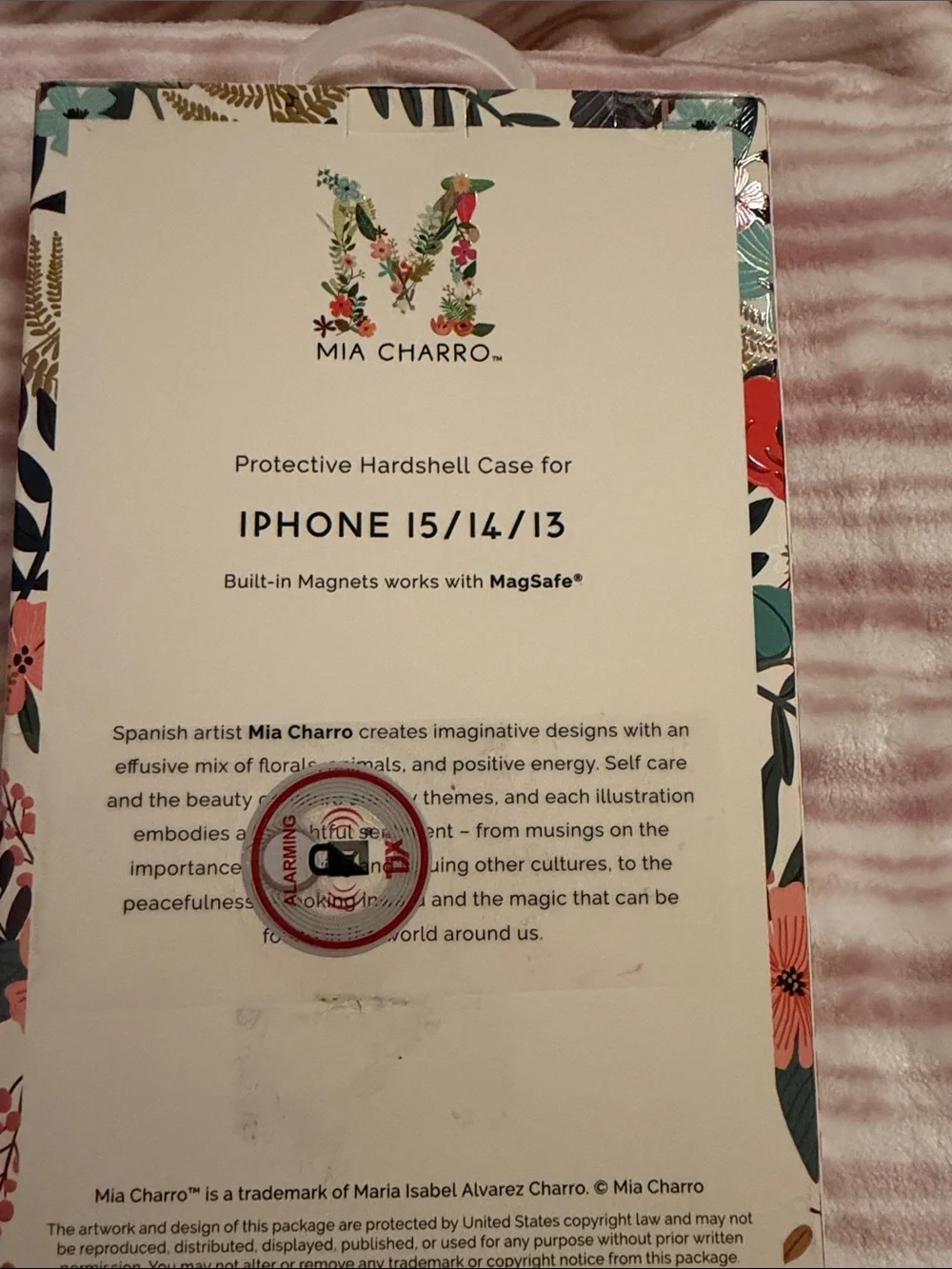 Mia Charro iPhone Case for iPhone 15/14/13 — Clear with Multicolor Flowers NIB